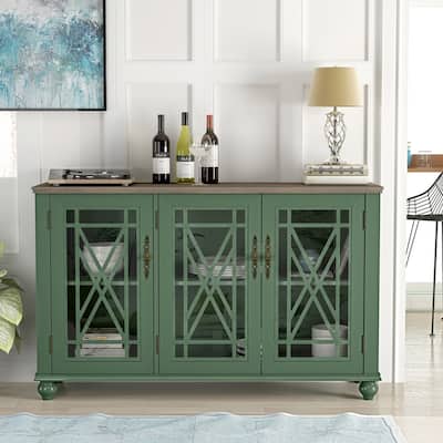 55" Vintage Style Kitchen Accent Buffet Sideboard Cabinet - 55" in Width