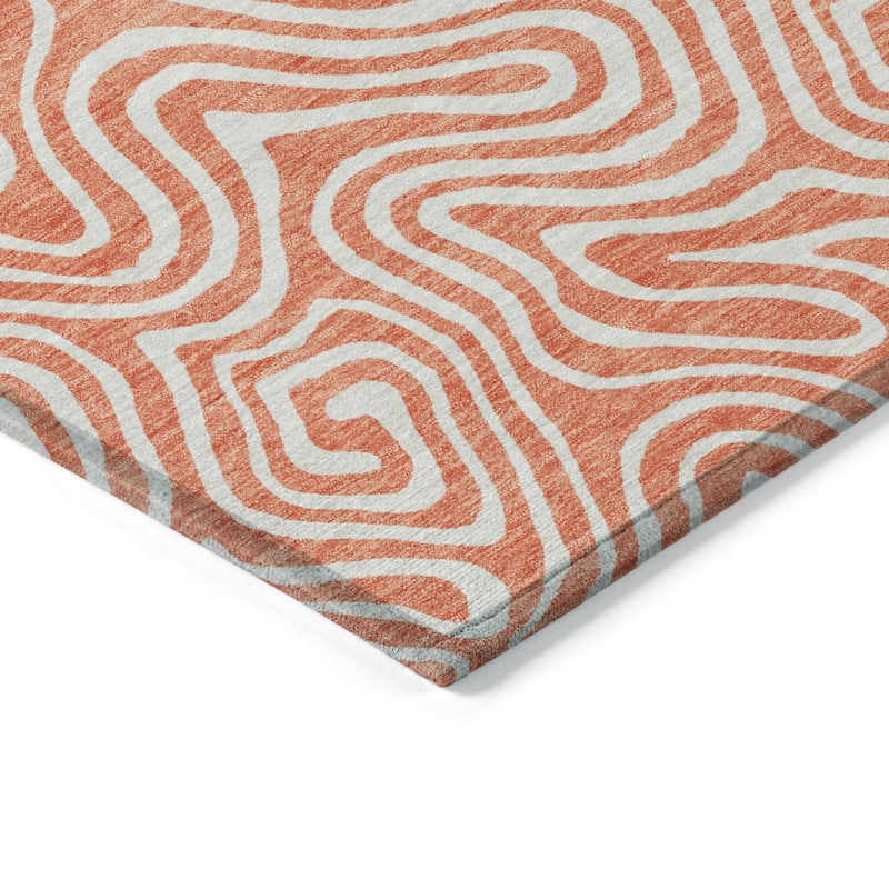 Machine Washable Indoor/ Outdoor Modern Trance Chantille Rug