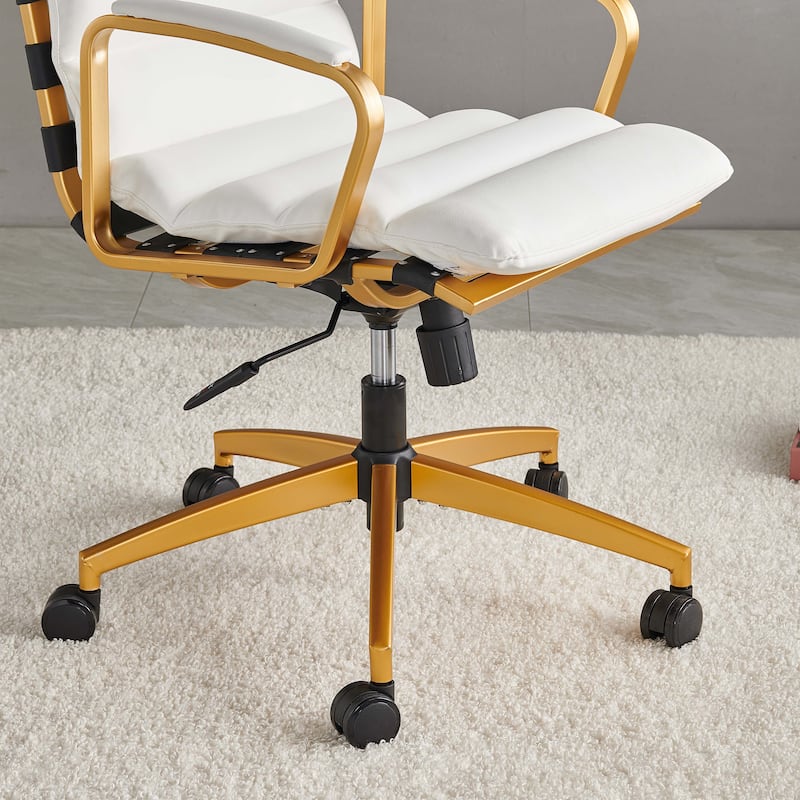 LUXMOD® Office Chair Faux Leather Gold Frame Adjustable and Swivel