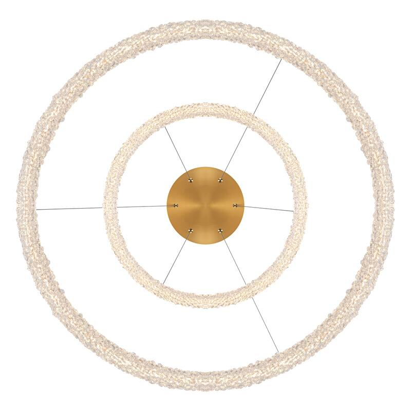 Modern Gold 2-Tier Crystal LED Chandelier, Dimmable Light - Dia.31.5-in