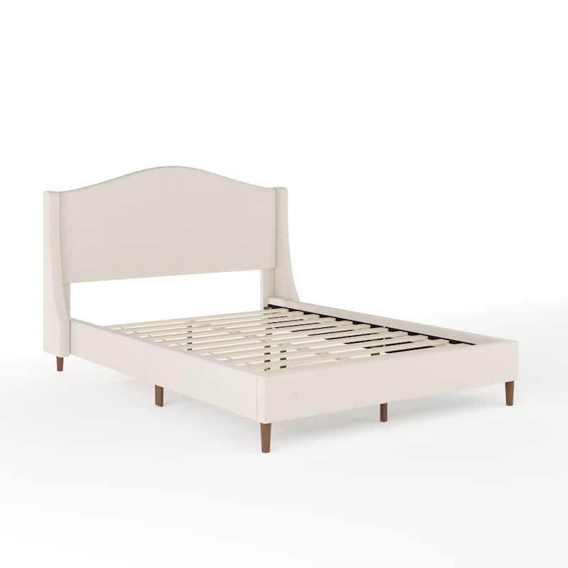 Martha Stewart Upholstered Platform Bed with Curved Headboard