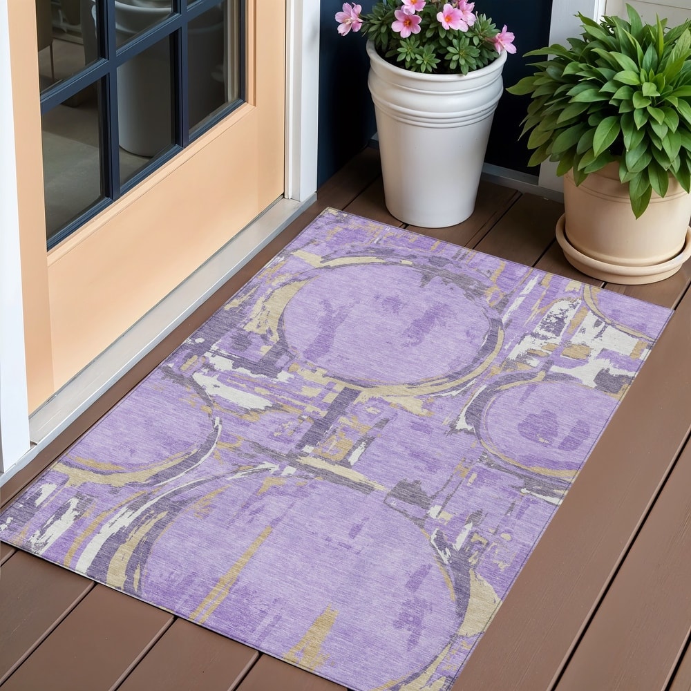 HomeRoots Geometric Transitional Rectangle Outdoor Rug