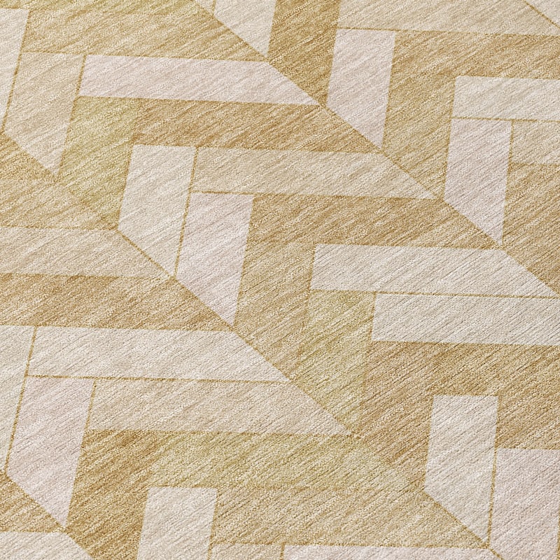 Machine Washable Indoor/ Outdoor Modern Chevron Chantille Rug