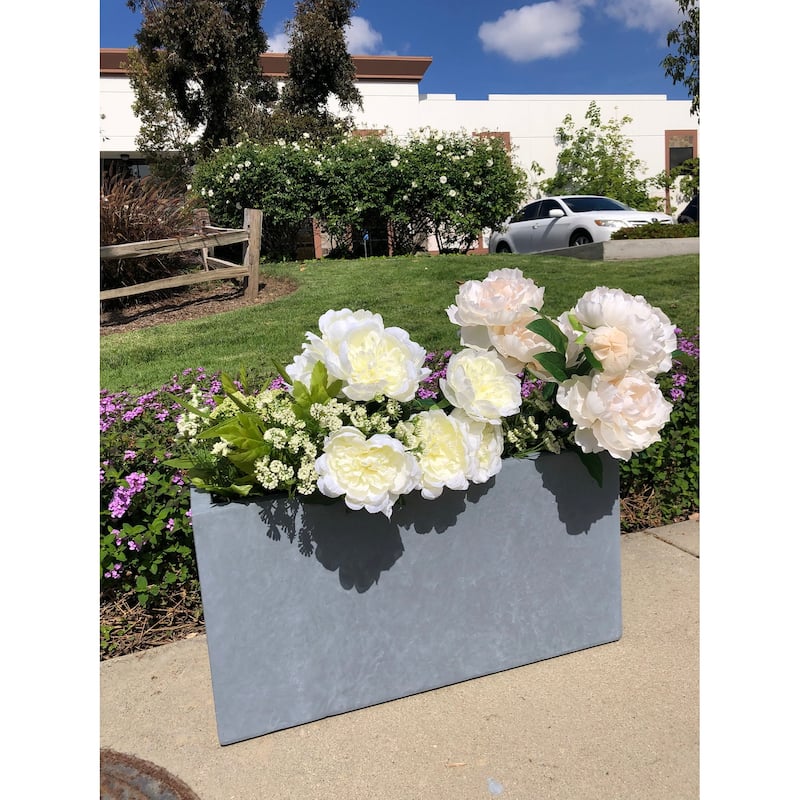 Durx-litecrete Lightweight Concrete Modern Long Cement Color Low Planter-Small - 23.2'x11.8'x12'