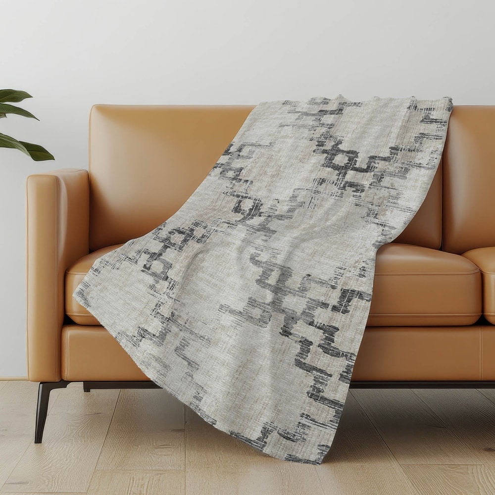 Premium Machine Washable ASB121 Distressed Moroccan Sherpa Throw Blanket