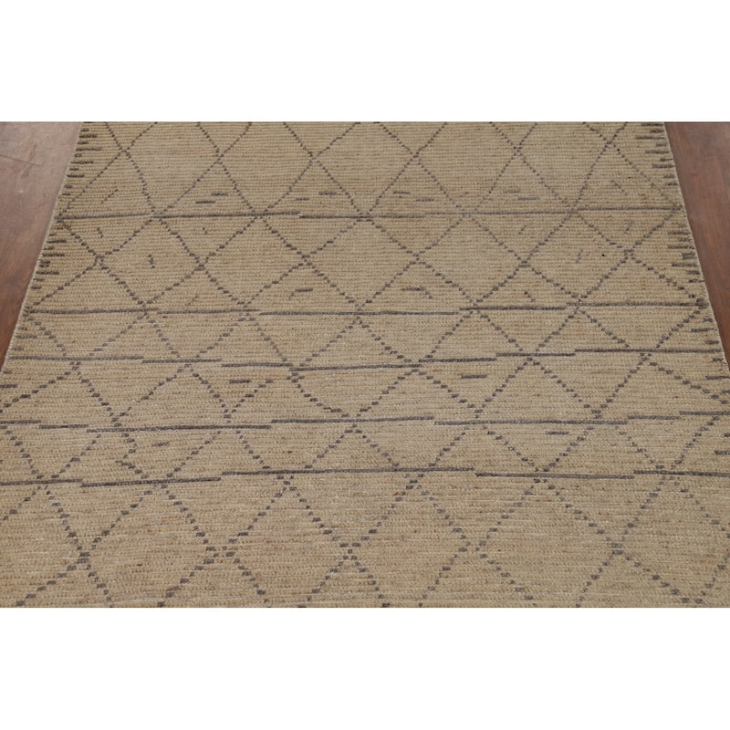 Trellis Moroccan Oriental Area Rug Hand-Knotted Wool Carpet - 5'6" x 8'7"