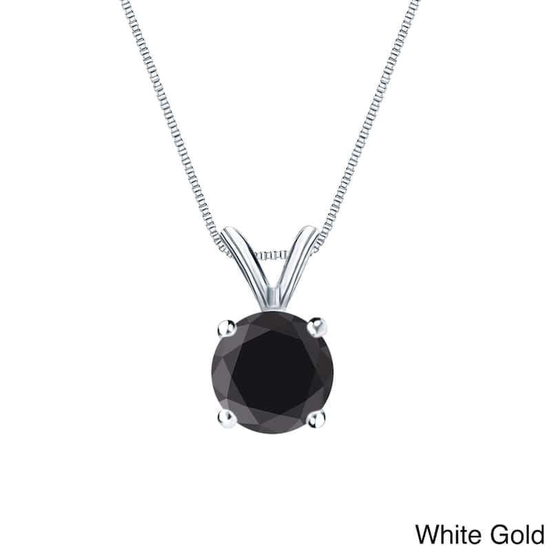 Auriya 3/4ctw Solitaire Black Diamond Necklace 14k Gold