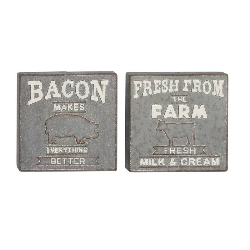 Grey Iron Farmhouse Wall Decor Text (Set of 2)