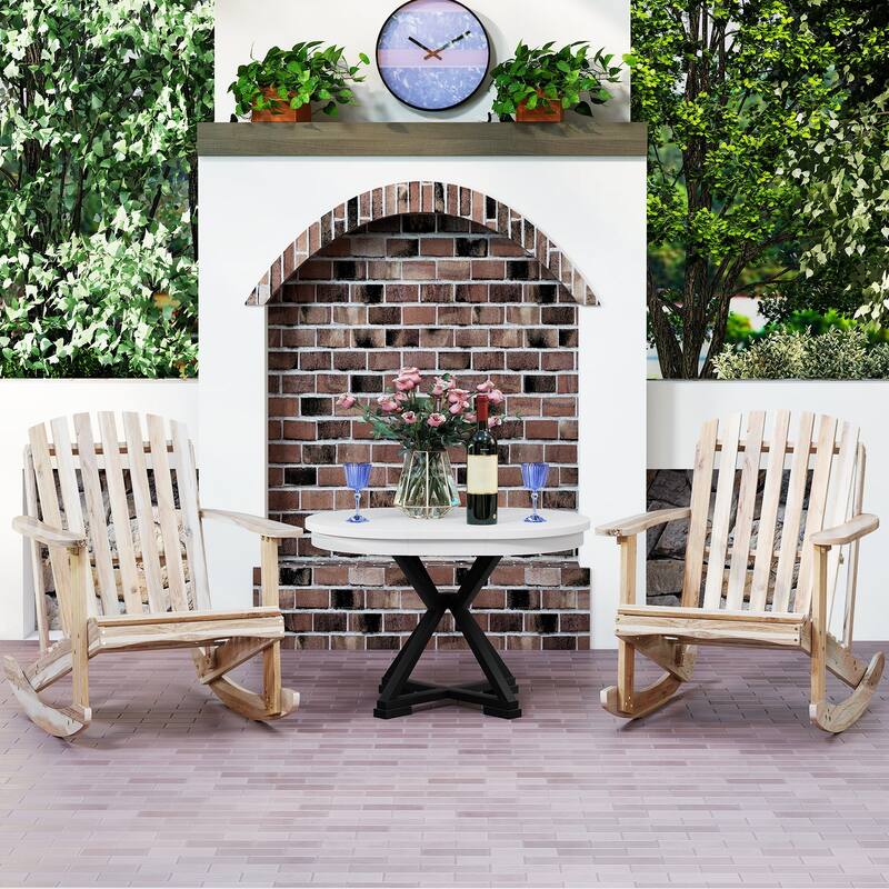 Gymax 2PCS Adirondack Rocking Chair w/Slatted Seat & High Fanned Back