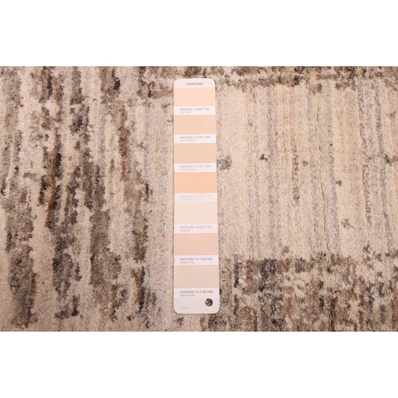 ECARPETGALLERY Hand Loomed Elysian Beige, Taupe Wool Rug - 8'0 x 9'11