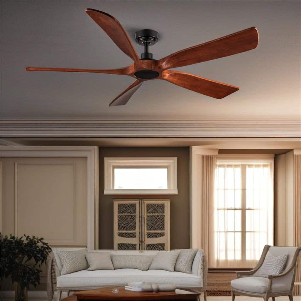 Farmhouse Walnut Wood Ceiling Fan without Light