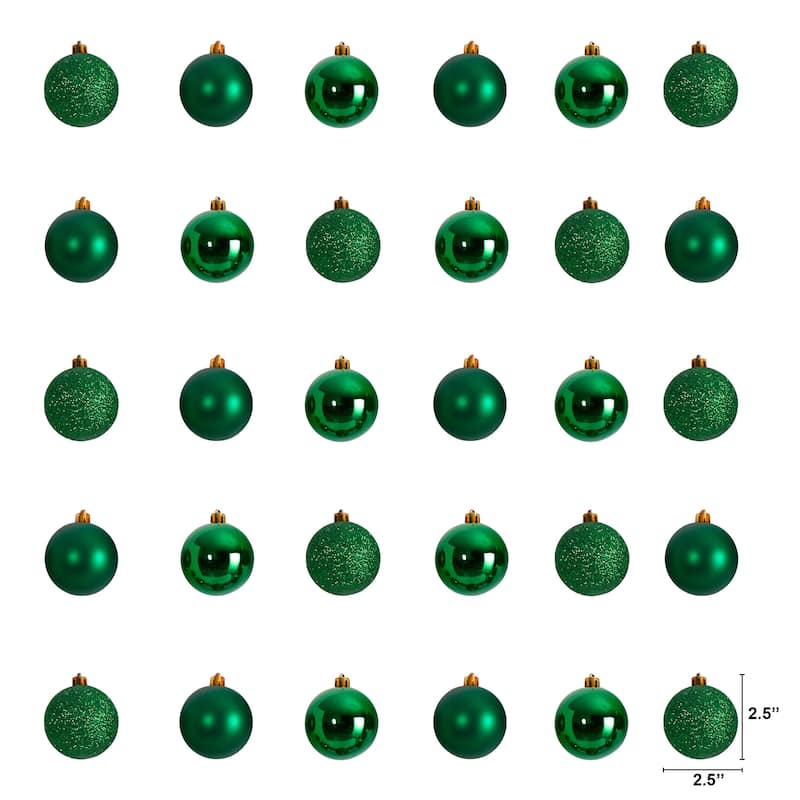 Holiday Christmas 30 Count 2.5" Shatterproof Ornament Set - 2.5