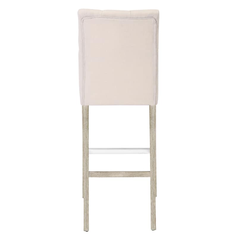 Carter 29" Button Tufted Bar Stool (Set of 2) Antique Gray Finish