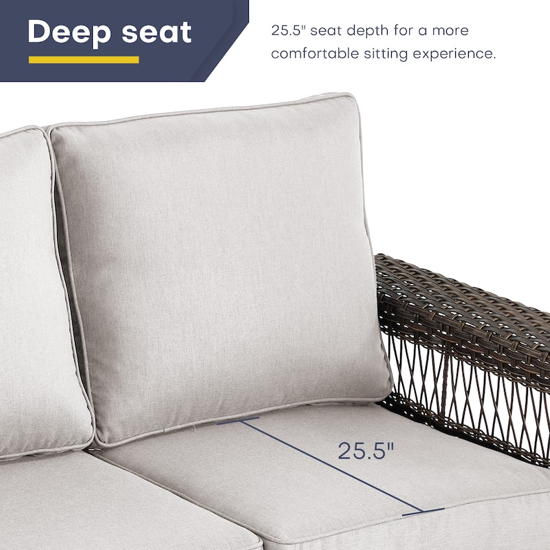 Gymojoy Outdoor Patio Couch Wicker Sofa with Deep Seating
