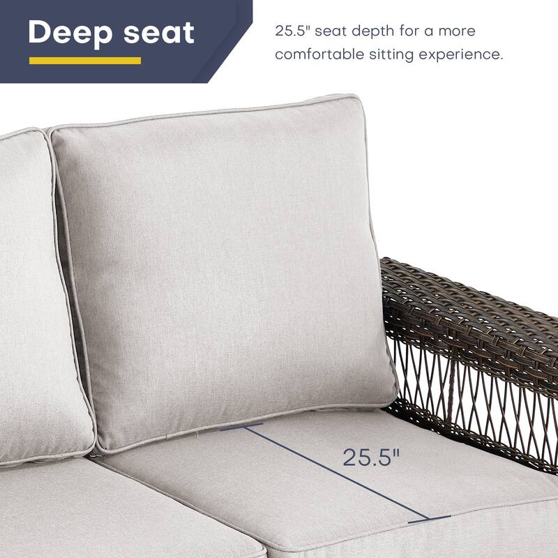 Gymojoy Outdoor Rattan Couch Furniture Sofa - Brown