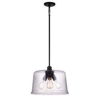 Bennington 3-Light Matte Black Pendant with Water Glass Shade