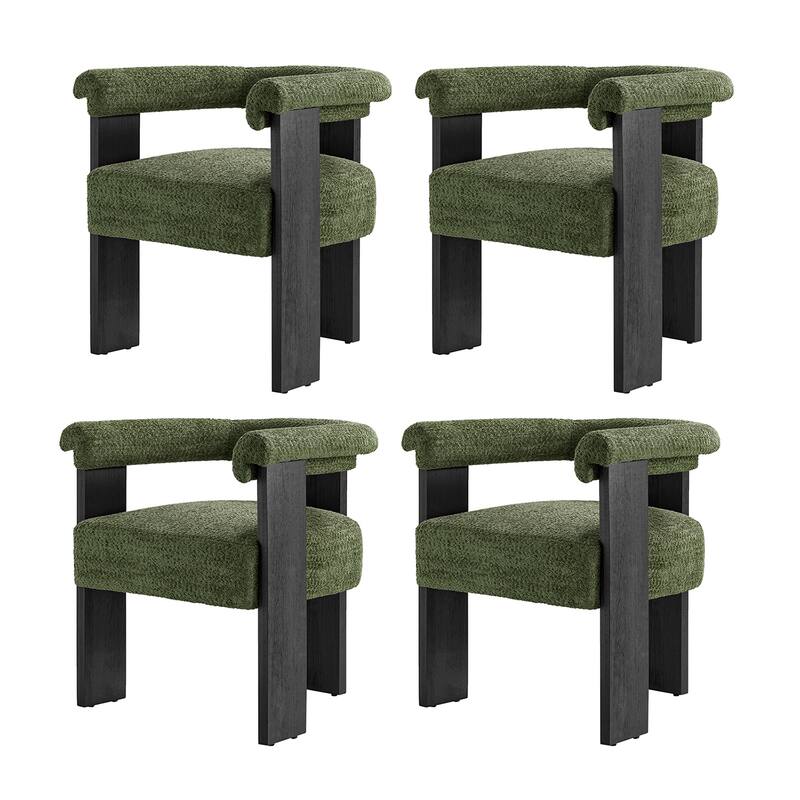 Georg Modern Boucle Dining Chair with Solid Wood Legs Set of 4 by HULALA HOME