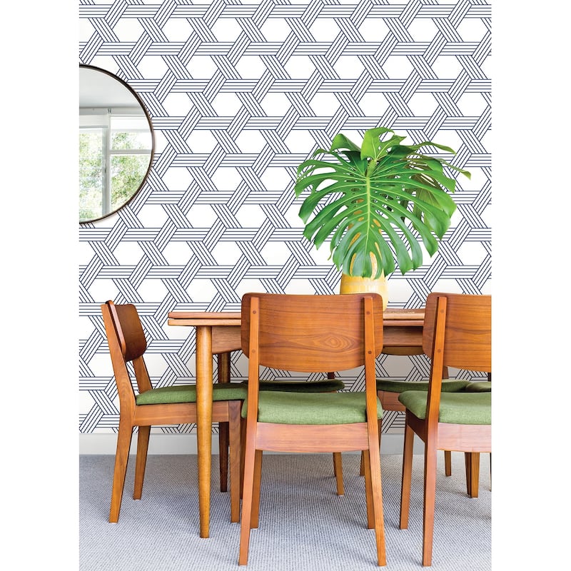 Scott Living Indigo Illusion Self Adhesive Wallpaper