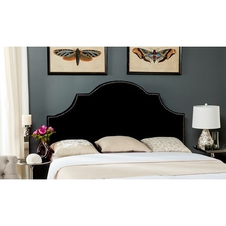 SAFAVIEH Hallmar Black Velvet Upholstered Arched Headboard - Silver Nailhead (King)