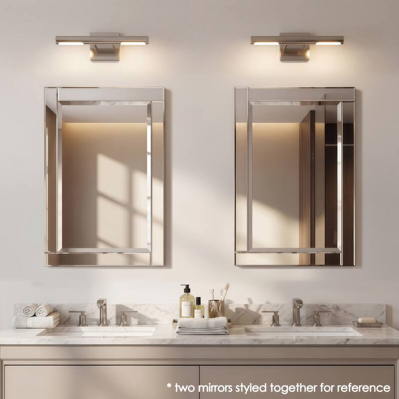 Beveled Rectangle 1"-Beveled Center Wall Mirror with Solid Wood Frame - Clear