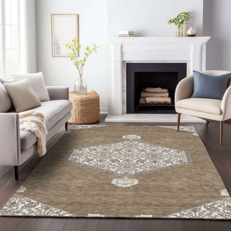 Machine Washable Indoor/ Outdoor Traditional Chantille Rug