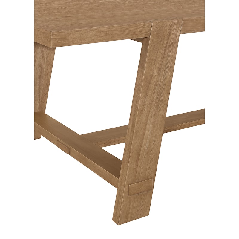 Sharon Blue and Brown Rectangular Trestle Base Dining Table Set