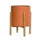 preview thumbnail 2 of 7, Fluted Metal Planter Pot With 4-Leg Wood Base - Terracotta Color