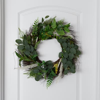 Pure Garden 22-Inch Artificial Sweet Anne Eucalyptus Wreath