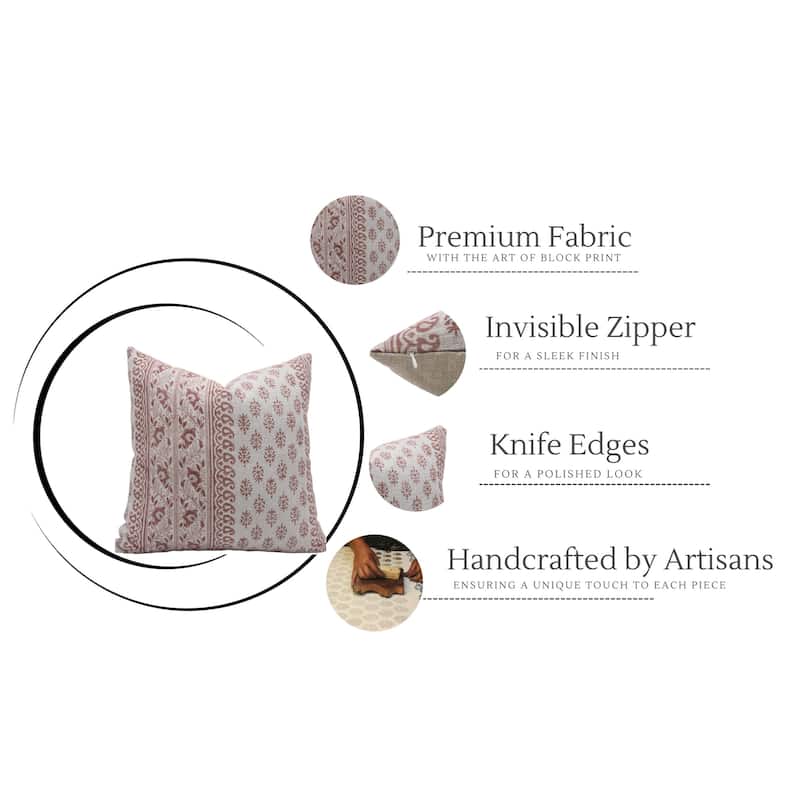 Fabdivine Linen Bohemian Block print pillow Cover