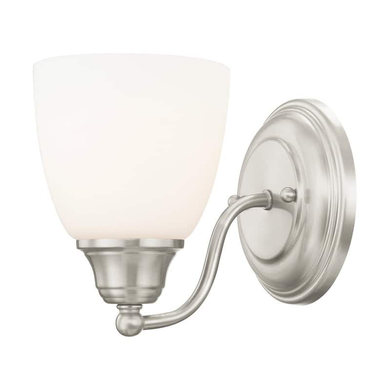 Livex Lighting 1-Light Brushed Nickel Wall Sconce, 13671-91 - 5.375" W 7" H 7.5" EXT