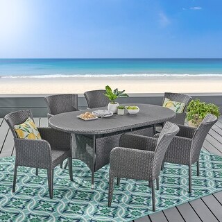 Christopher Knight Home Corsica Outdoor 7 Piece Wicker Dining Set By Christopher Knight Home Grey From Overstock Com Daily Mail
