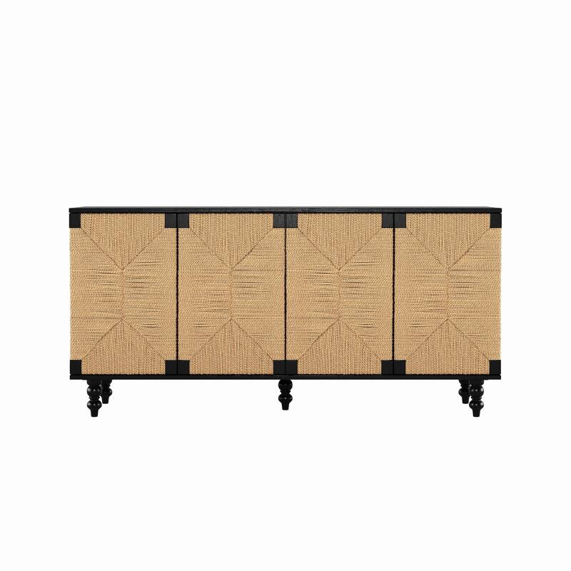 Seagrass Doors Sideboard Buffet Cabinet, Wooden Storage Cabinet Accent Cabinet for Hallway Entryway or Dining Room
