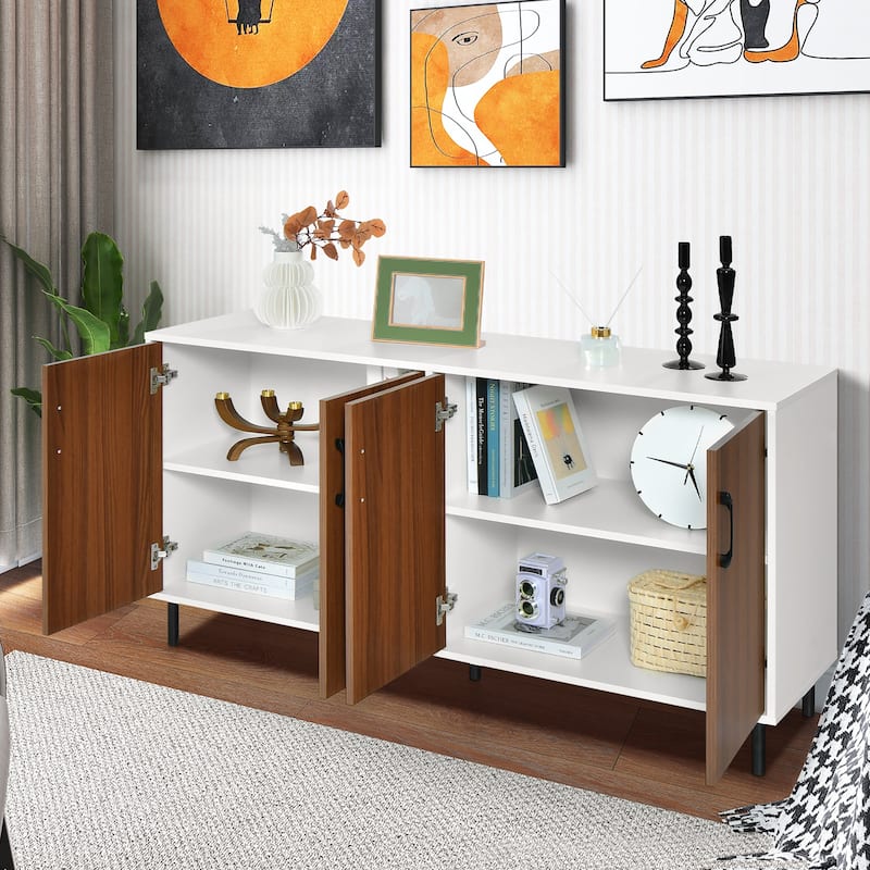 Costway Buffet Server Sideboard Kitchen Storage Cabinet Cupboard with - 58'' x 16'' x 30'' (L x W x H)