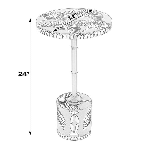 dimension image slide 1 of 3, Bethel 14 in. W Round Bone Inlay and Iron Side Table