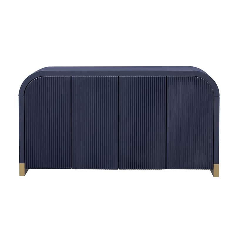 Curved Corner Storage Sideboard Cabinet - Wooden Buffet Cabinet with Adjustable Shelves