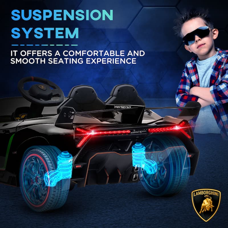 Aosom Lamborghini Veneno Licensed Kids Electric Car with Bluetooth, 12V Ride on Car with Butterfly Doors