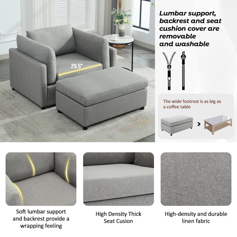 Modern Oversized Armchair with Ottoman