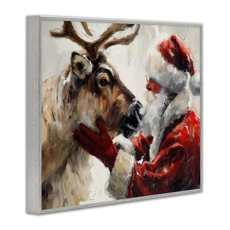 Stupell Traditional Santa & Reindeer Framed Giclee Art Design By Arlington Prints
