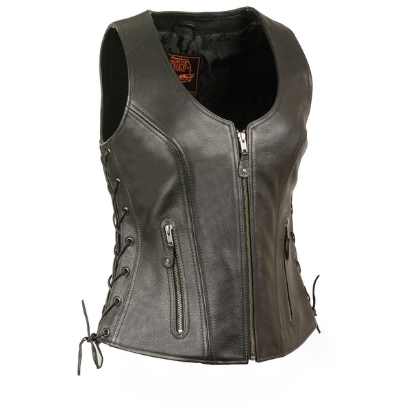 Milwaukee Leather Boys Youth Size Leather Side Lace Biker Vest-BLACK-20 Black, 20
