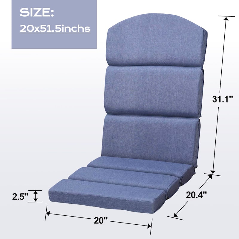 Aoodor Patio Chair Cushion Set of 2 - High-Back Adirondack Patio Cushions with Ties - N/A