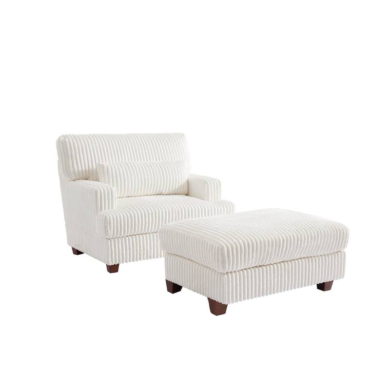 36" W Upholstered Chaise Lounge Oversized Accent Chair with Ottoman