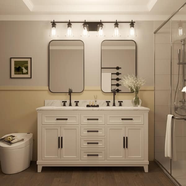 Kiro 6-light Modern Farmhouse Black Bathroom Vanity Lights with UL Certified - 46'' - Bed Bath ...