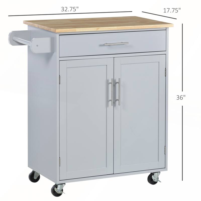 Kitchen Island Cart with Towel Rack