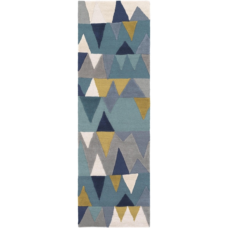 Livabliss Kennedy Scandinavian Geometric Area Rug - 2'6" x 8' - Teal
