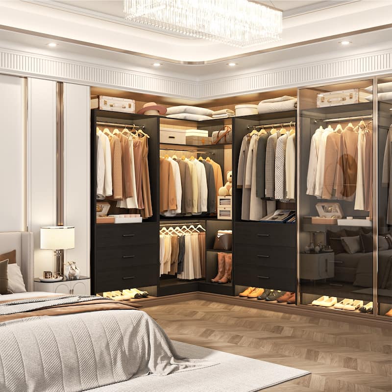 Cimly Set of 3 Freestanding Corner Closet System, Space-saving Closet Organizer for Walk-in/ Reach-in Closet