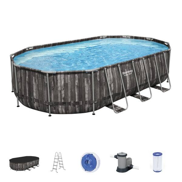 Bestway Power Steel 16' x 10' x 42" Rectangular Above Ground Swimming Pool Set