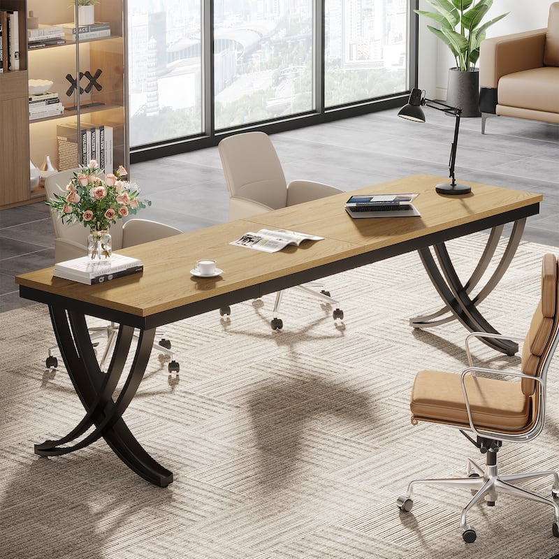 78.74" Extra Long Double Computer Desk with Metal Legs for Home Office