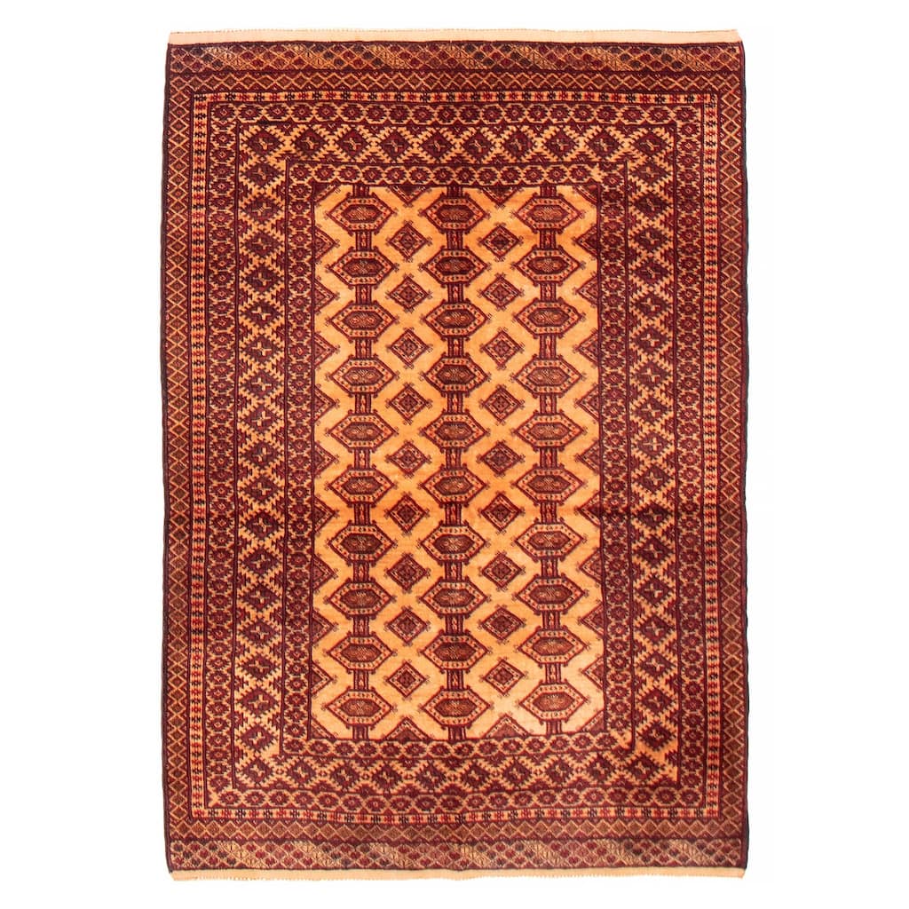 Teimani Orange, Red Rug 3'10" x 5'7" - 3'10 x 5'7