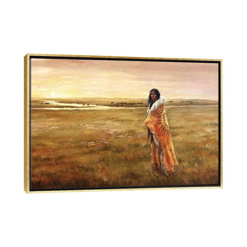 iCanvas "The Return Of White Buffalo Woman" by David Joaquin Framed Canvas Print - Gold - 26x40
