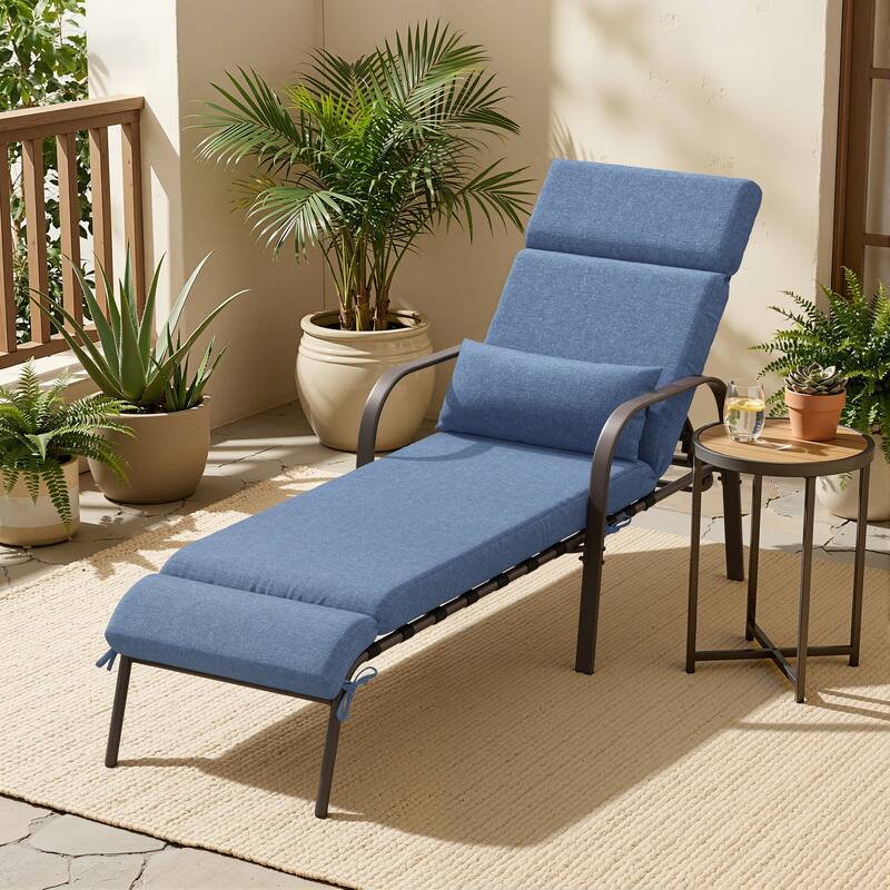 Patio Adjustable Chaise Lounge Chair with Cushion and Pillow for Outdoor & Indoor - Dark Blue